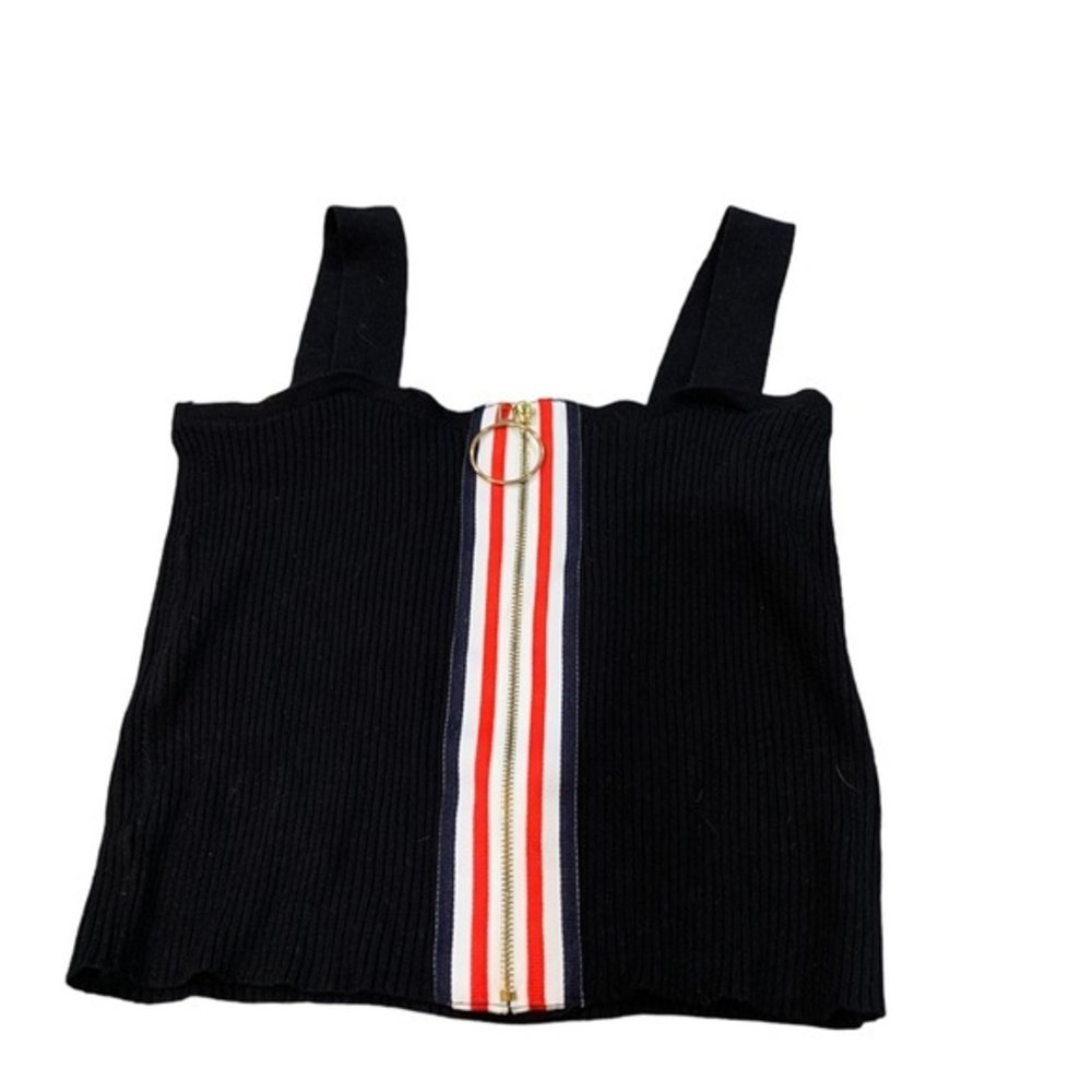 Women’s Crop Zip Up Crop Top  Size Small Black‎ and Red